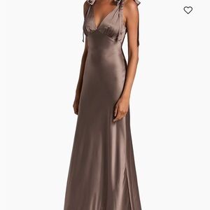 Reformation Brown Satin Maxi Dress